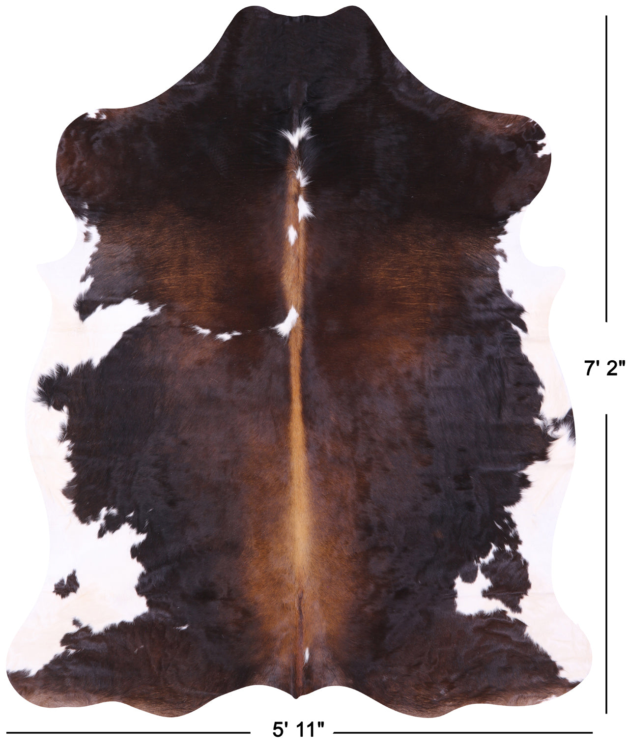 Tricolor Natural Cowhide Rug - XLarge 7'2"H x 5'11"W