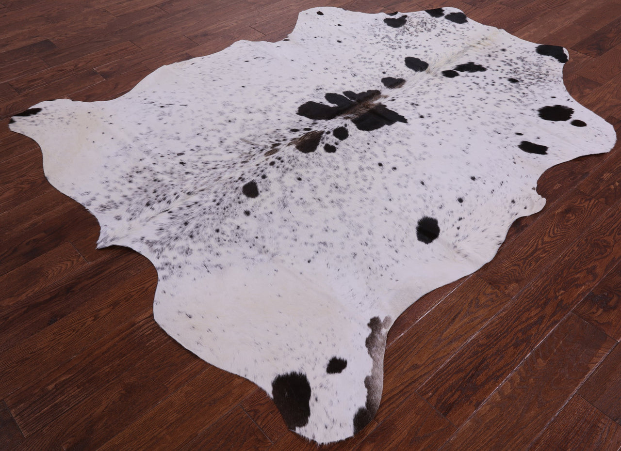 Black & White Natural Cowhide Rug - XLarge 7'0"H x 6'6"W