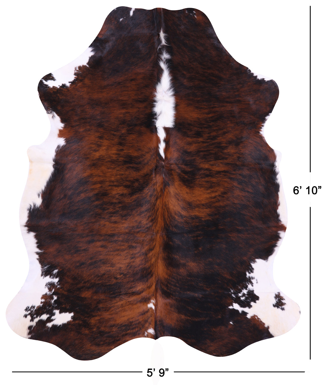 Brindle Tricolor Natural Cowhide Rug - Large 6'10"H x 5'9"W