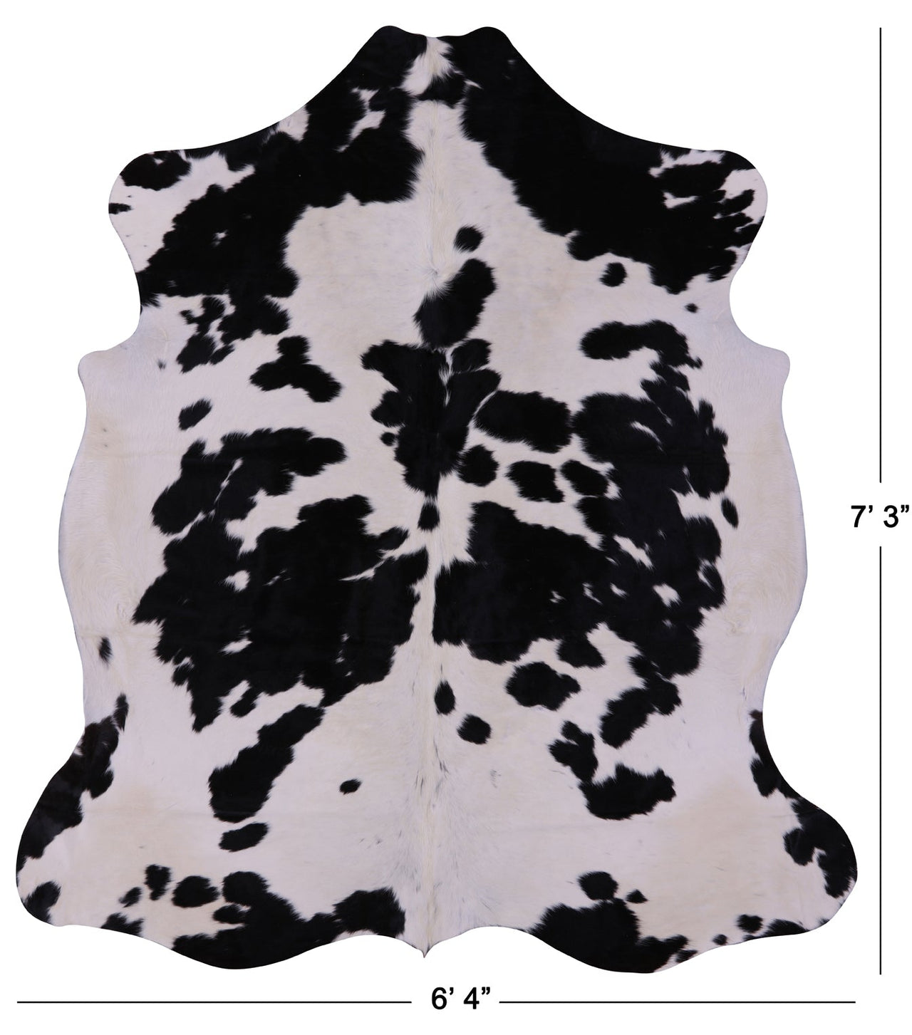 Black & White Natural Cowhide Rug - Large 7'3"H x 6'4"W