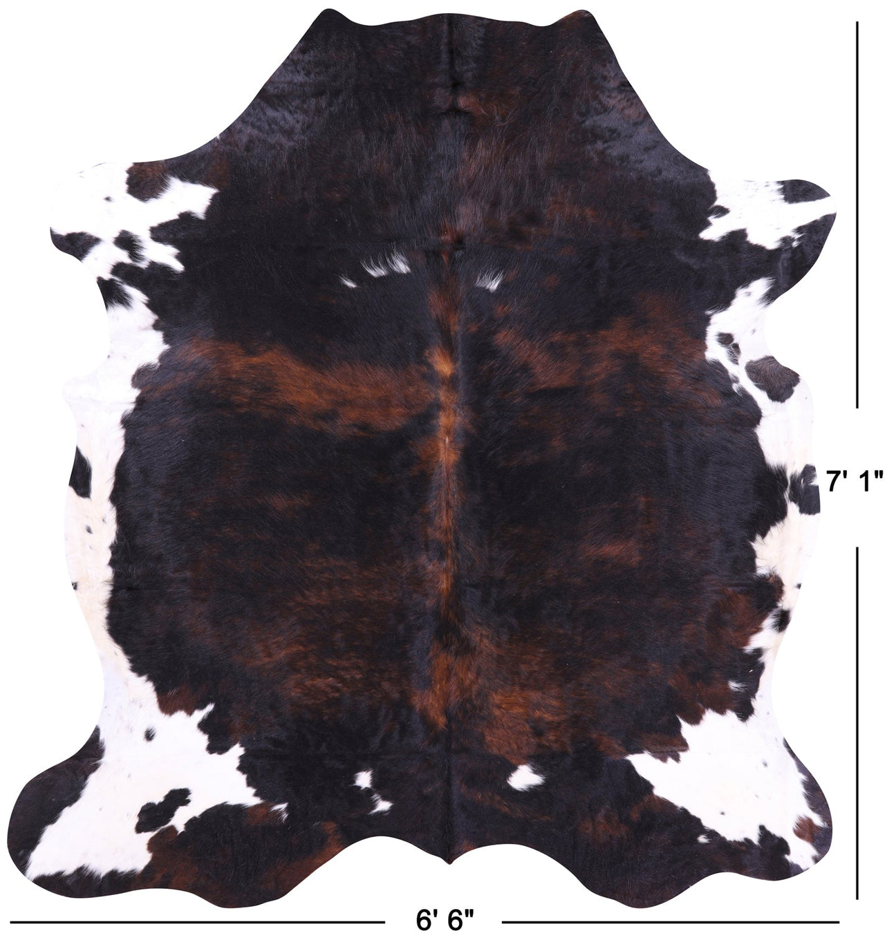 Tricolor Natural Cowhide Rug - XLarge 7'1"H x 6'6"W