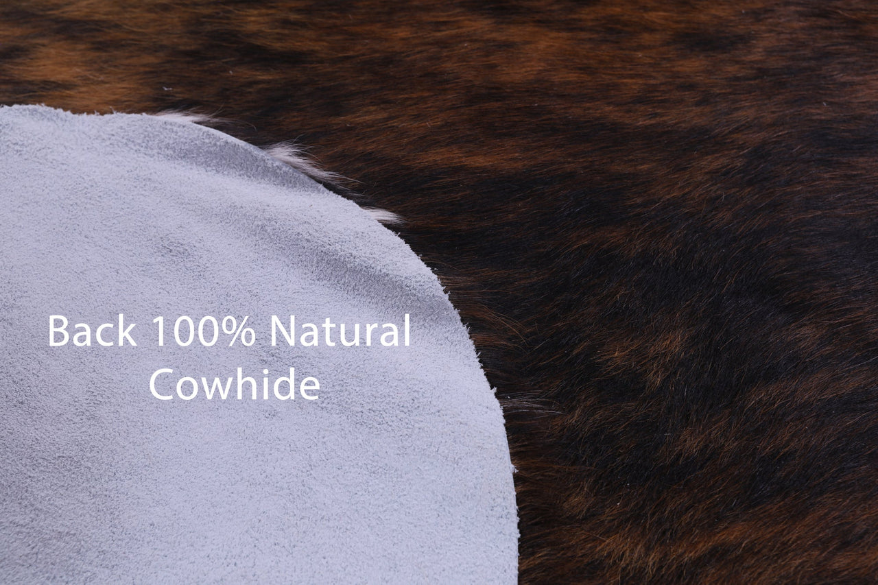 Brindle Tricolor Natural Cowhide Rug - Large 7'1"H x 5'9"W