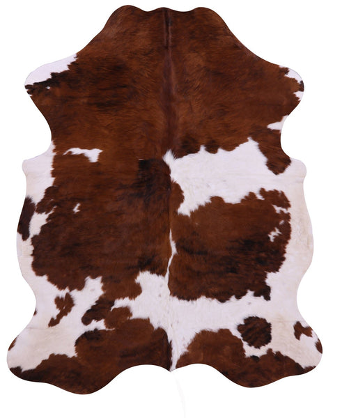 Brown & White Natural Cowhide Rug - Large 6'9"H x 5'7"W