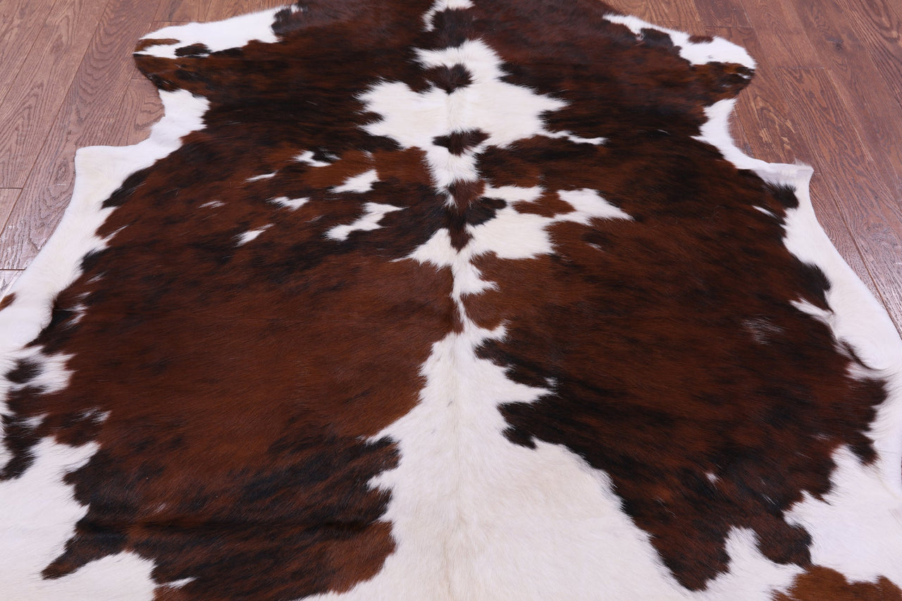 Brown & White Natural Cowhide Rug - Large 6'11"H x 5'10"W