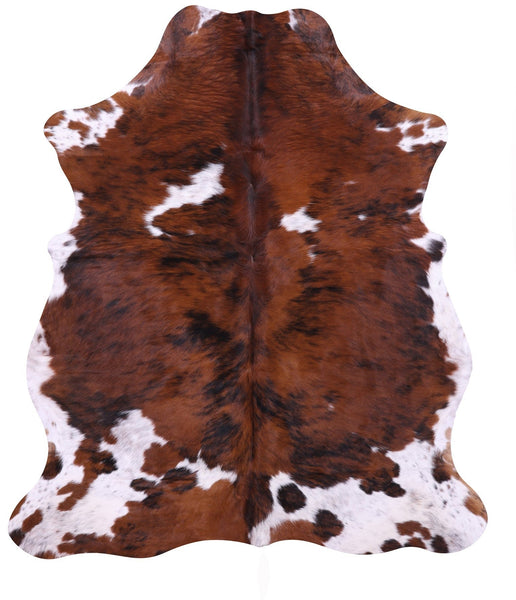 Brown & White Natural Cowhide Rug - Large 6'6"H x 5'7"W
