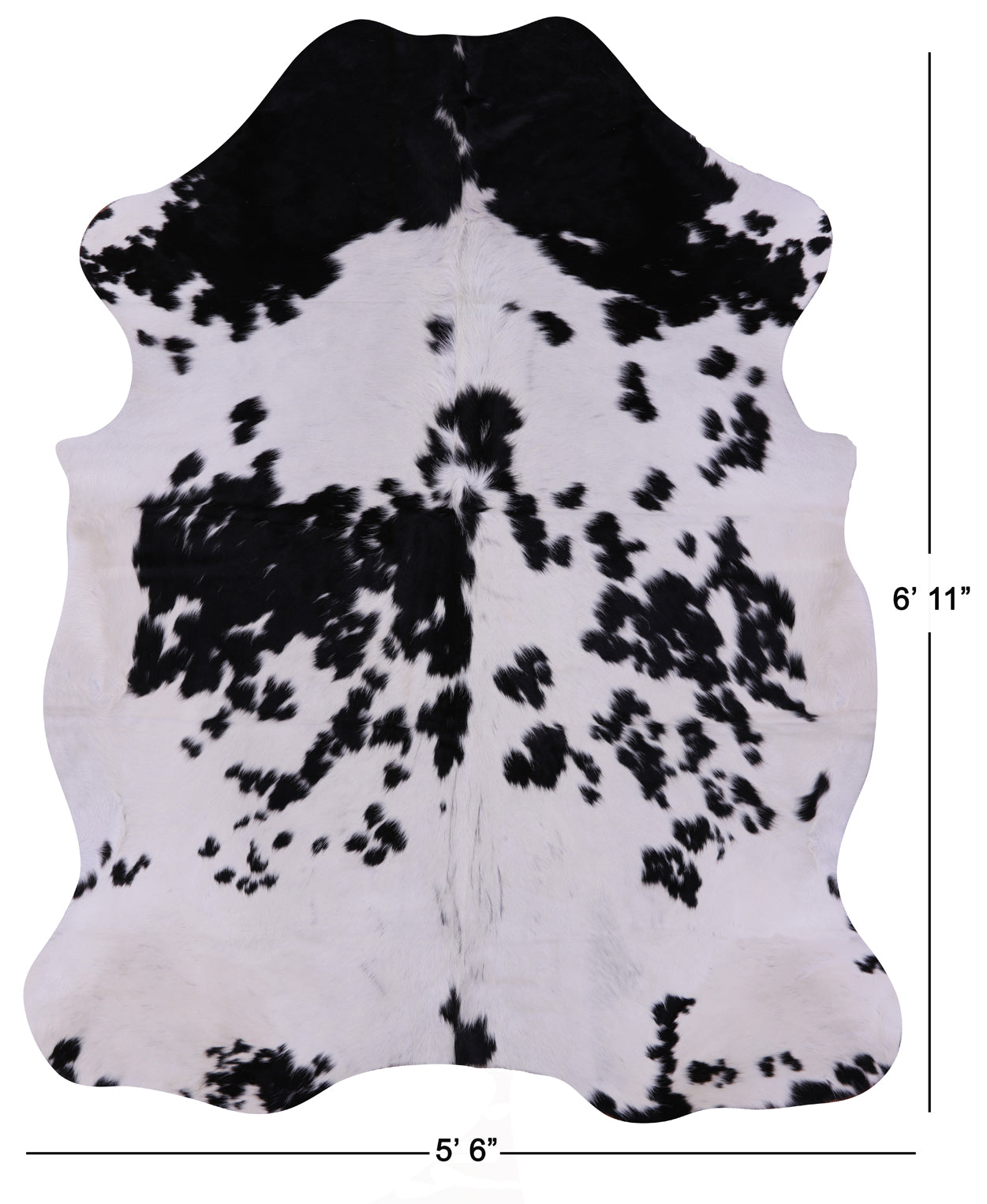 Black & White Natural Cowhide Rug - Large 6'11"H x 5'6"W