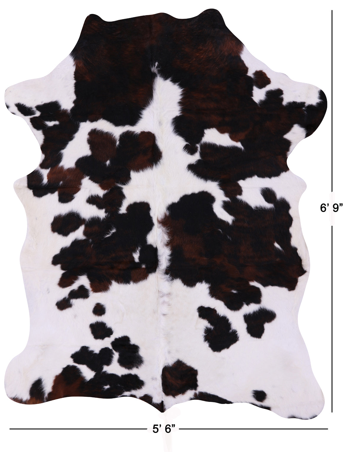 Tricolor Natural Cowhide Rug - Large 6'9"H x 5'6"W