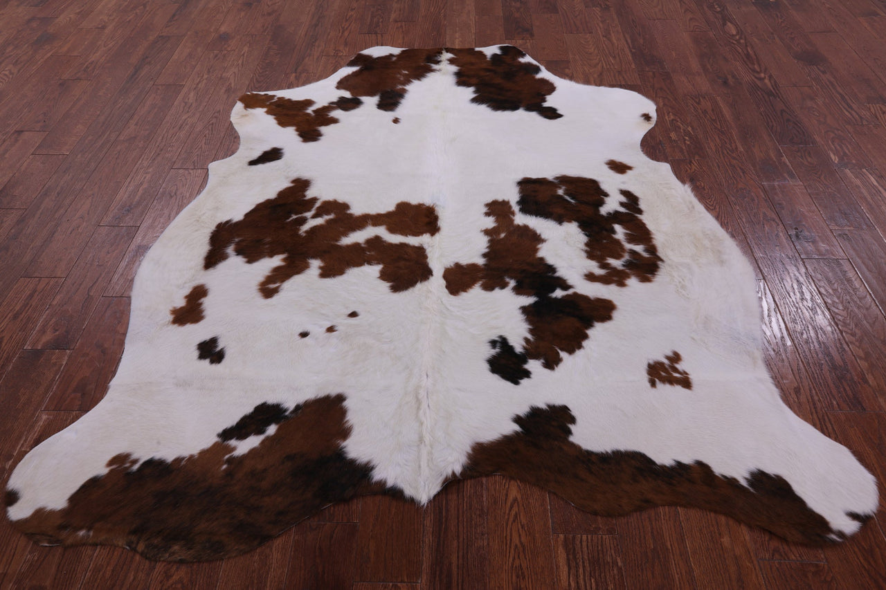 Brown & White Natural Cowhide Rug - Large 6'8"H x 5'11"W