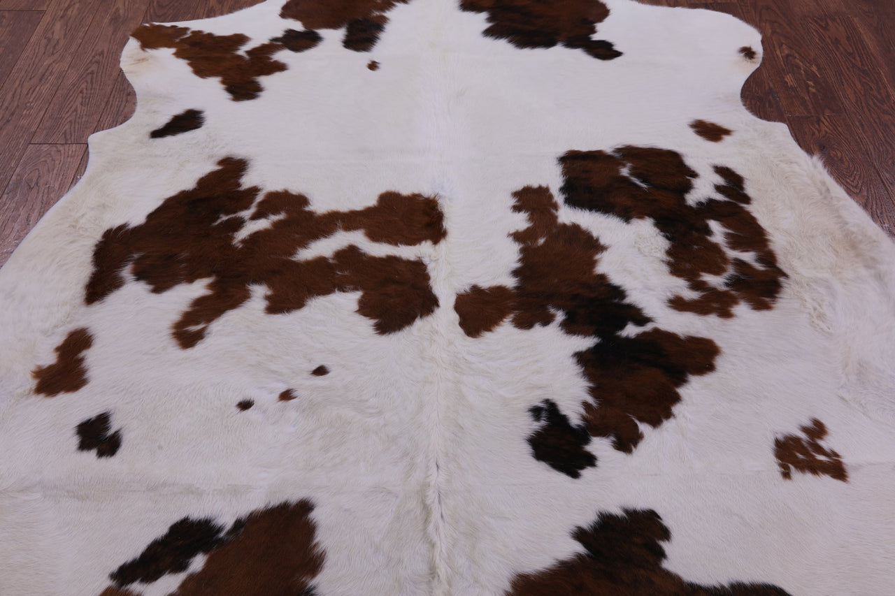 Brown & White Natural Cowhide Rug - Large 6'8"H x 5'11"W