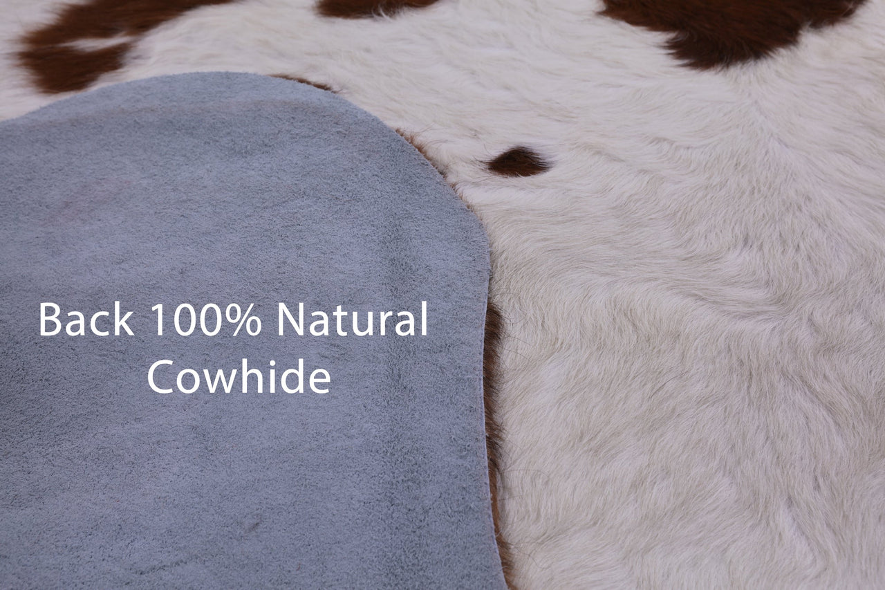 Brown & White Natural Cowhide Rug - Large 6'8"H x 5'11"W