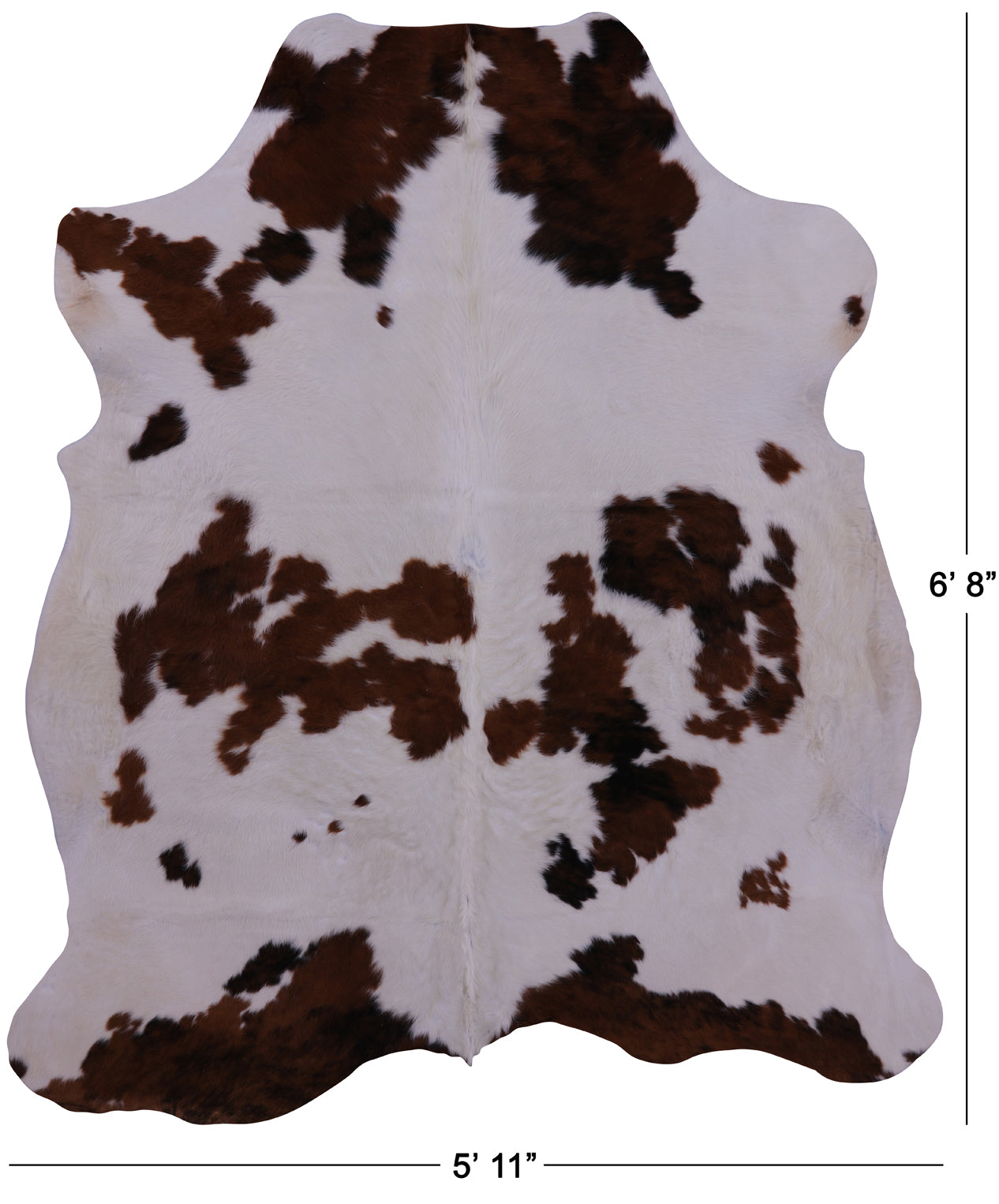 Brown & White Natural Cowhide Rug - Large 6'8"H x 5'11"W