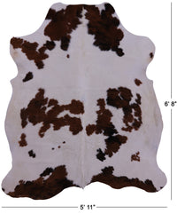 Thumbnail for Brown & White Natural Cowhide Rug - Large 6'8