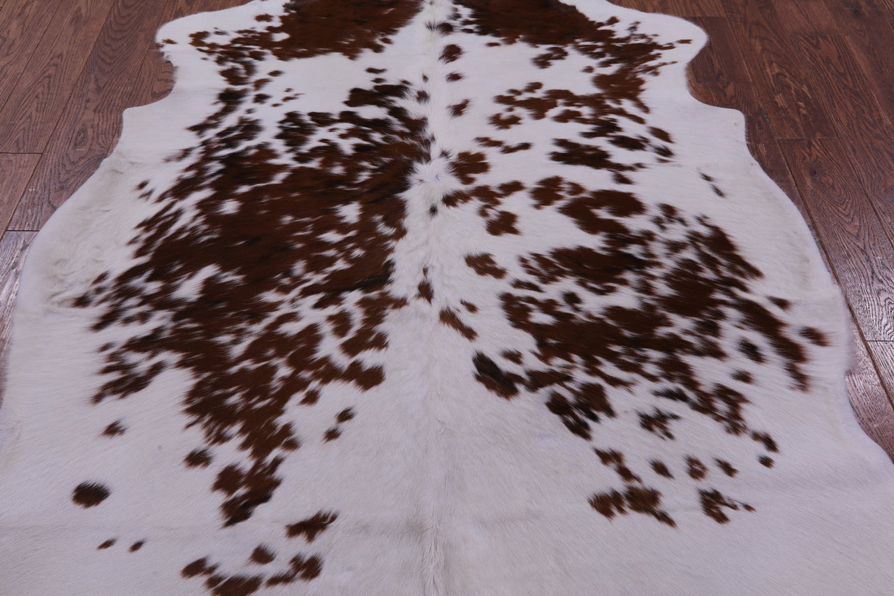 Brown & White Natural Cowhide Rug - Large 6'9"H x 5'5"W