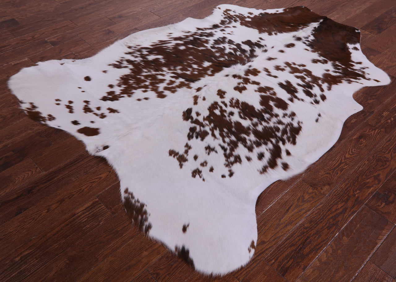 Brown & White Natural Cowhide Rug - Large 6'9"H x 5'5"W