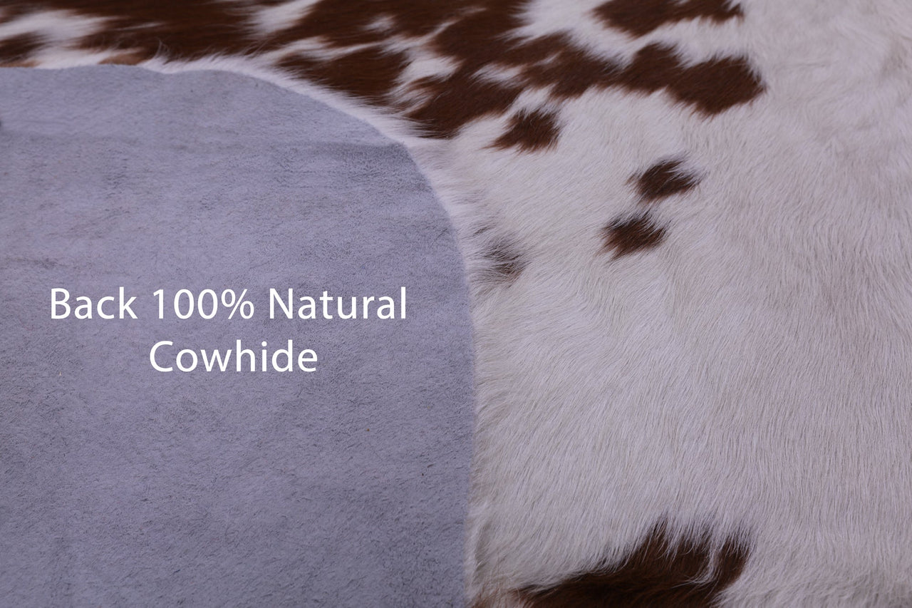 Brown & White Natural Cowhide Rug - Large 6'9"H x 5'5"W