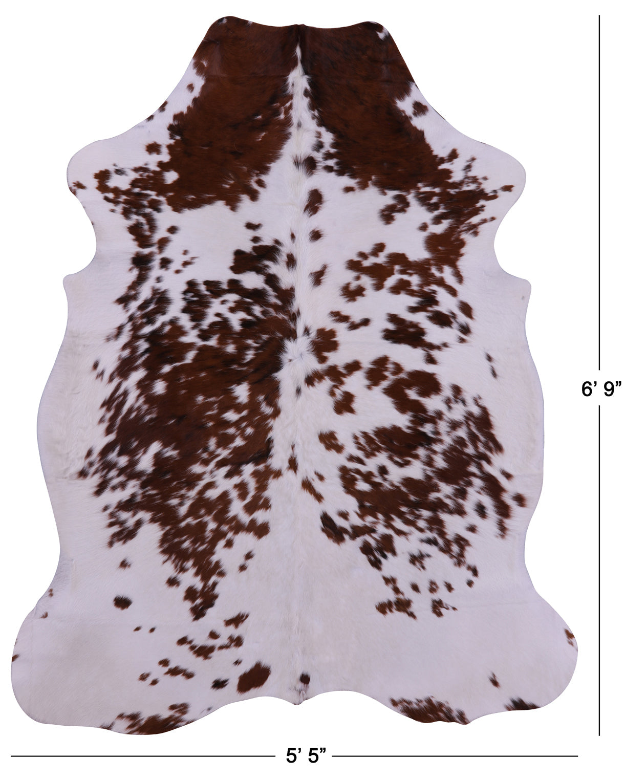 Brown & White Natural Cowhide Rug - Large 6'9"H x 5'5"W