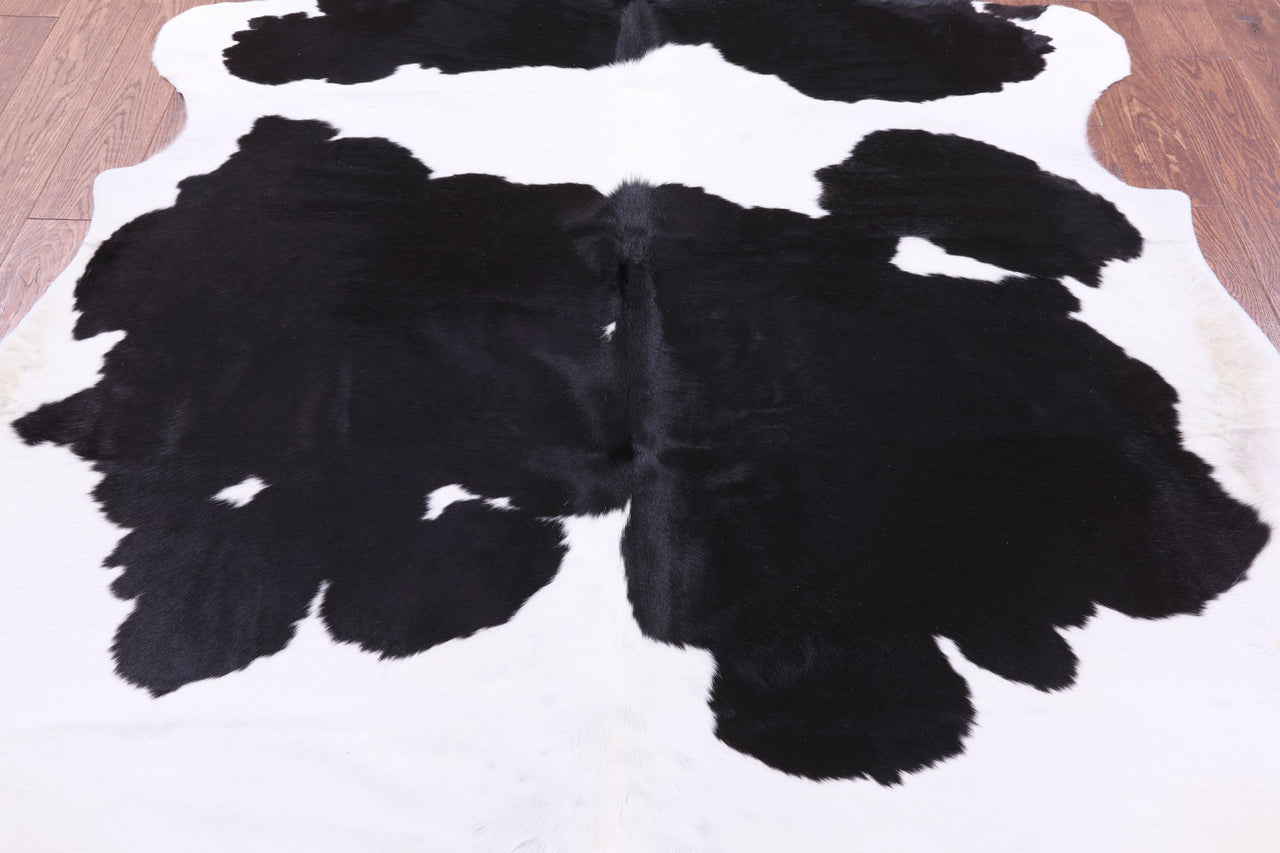 Black & White Natural Cowhide Rug - Large 7'3"H x 6'4"W