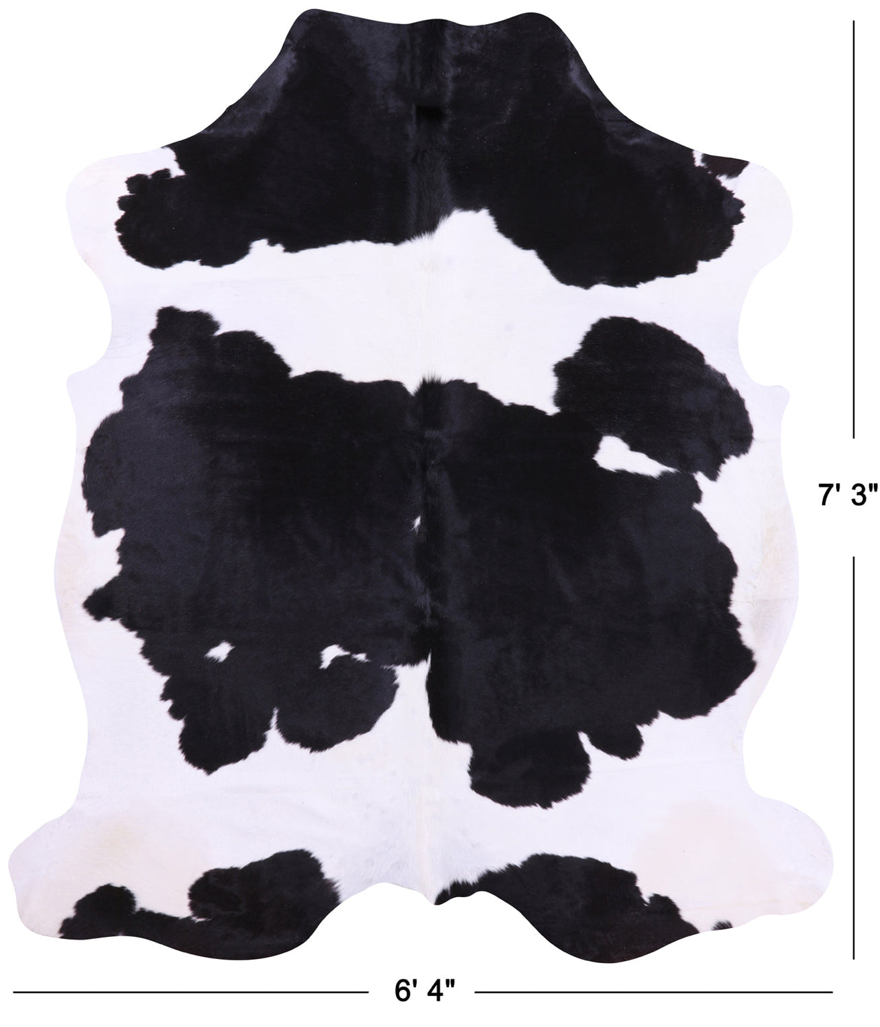 Black & White Natural Cowhide Rug - Large 7'3"H x 6'4"W