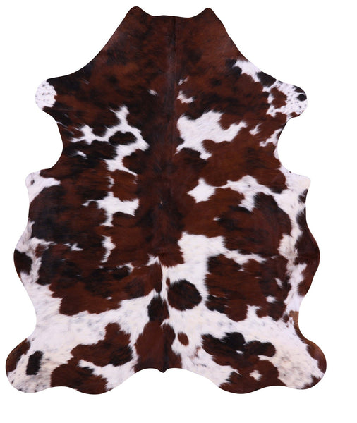 Brown & White Natural Cowhide Rug - Large 7'1"H x 5'10"W