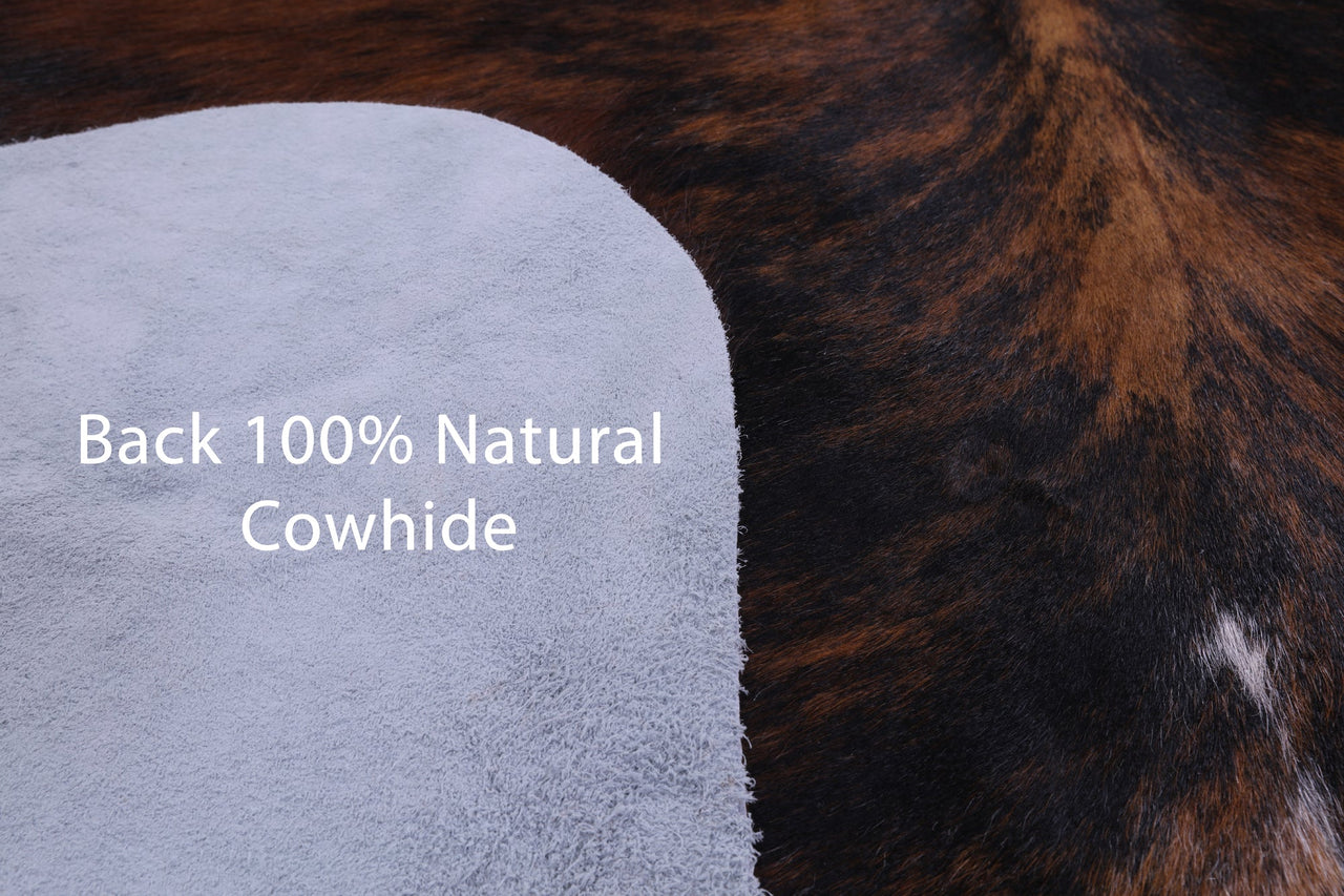 Brindle Tricolor Natural Cowhide Rug - Large 7'1"H x 5'9"W