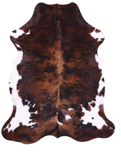 Brindle Tricolor Natural Cowhide Rug - Large 7'1"H x 5'9"W