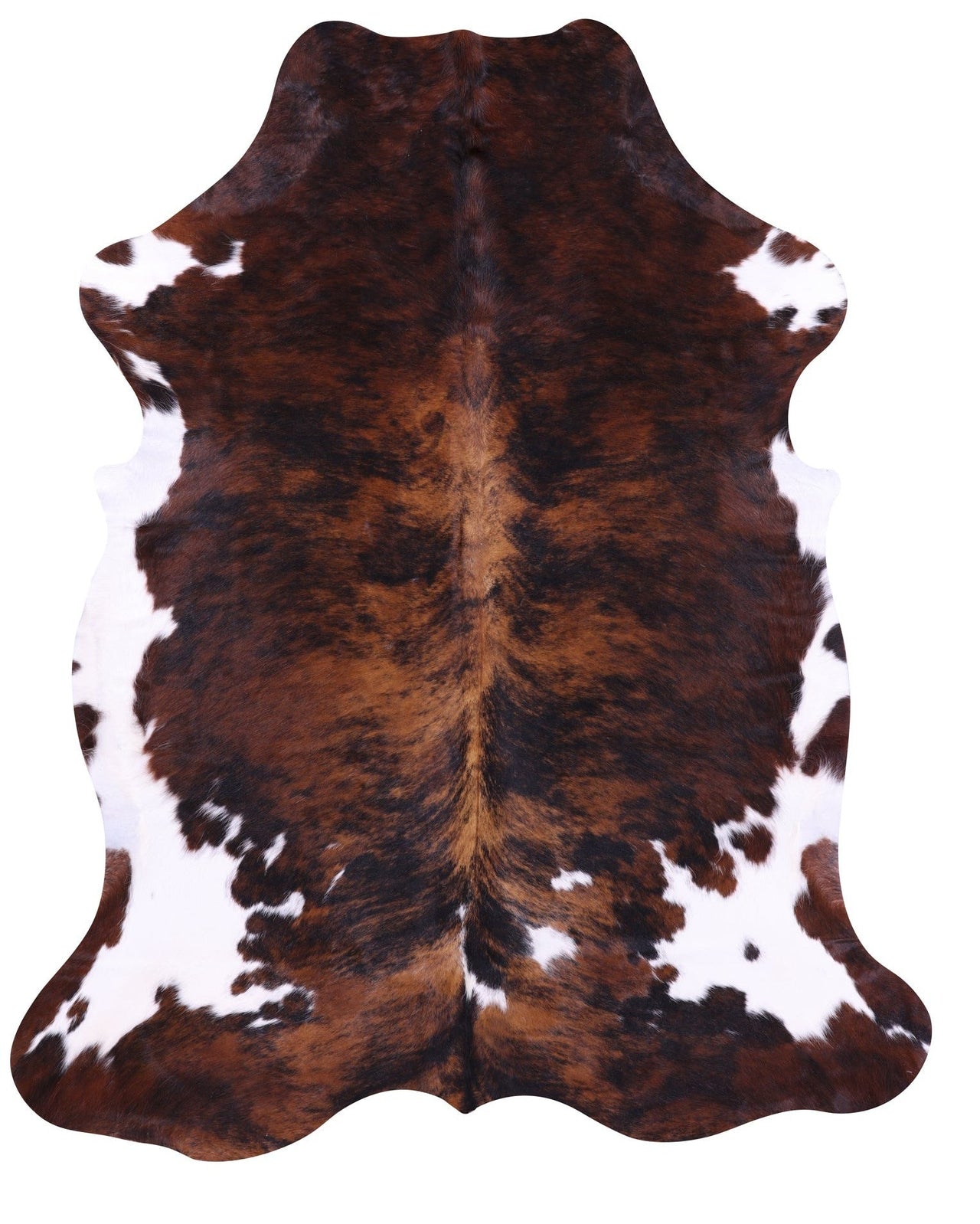 Brindle Tricolor Natural Cowhide Rug - Large 7'1"H x 5'9"W