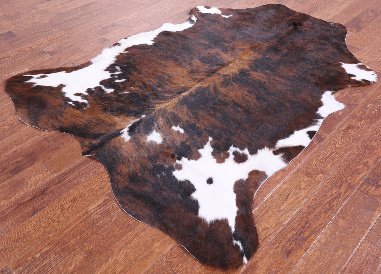 Brindle Tricolor Natural Cowhide Rug - Large 7'1"H x 5'9"W