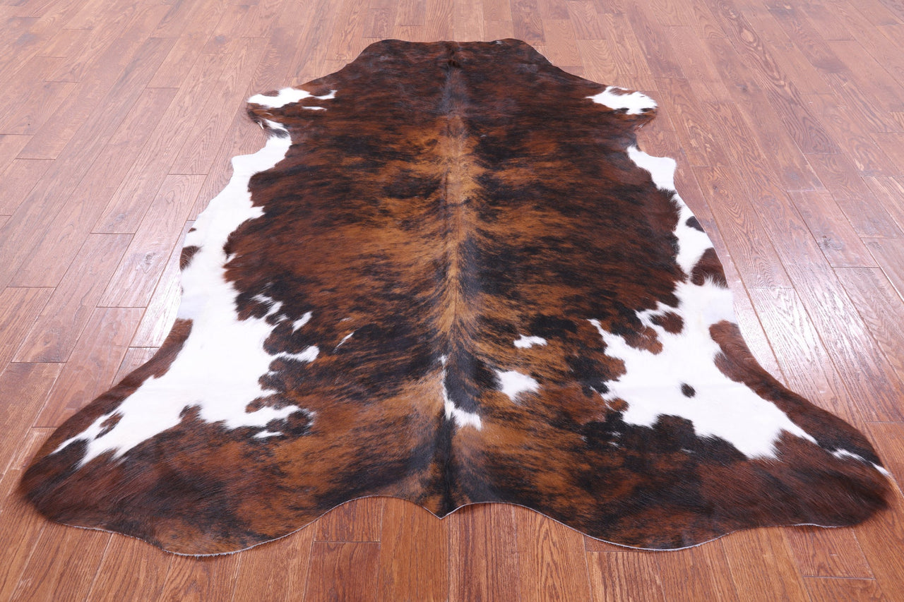 Brindle Tricolor Natural Cowhide Rug - Large 7'1"H x 5'9"W