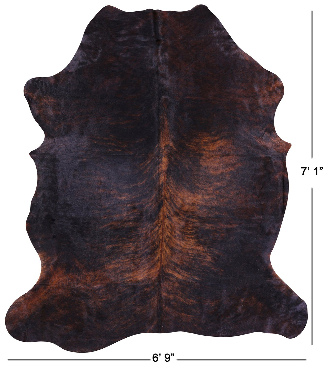 Brindle Brown Natural Cowhide Rug - Large 7'1"H x 6'9"W