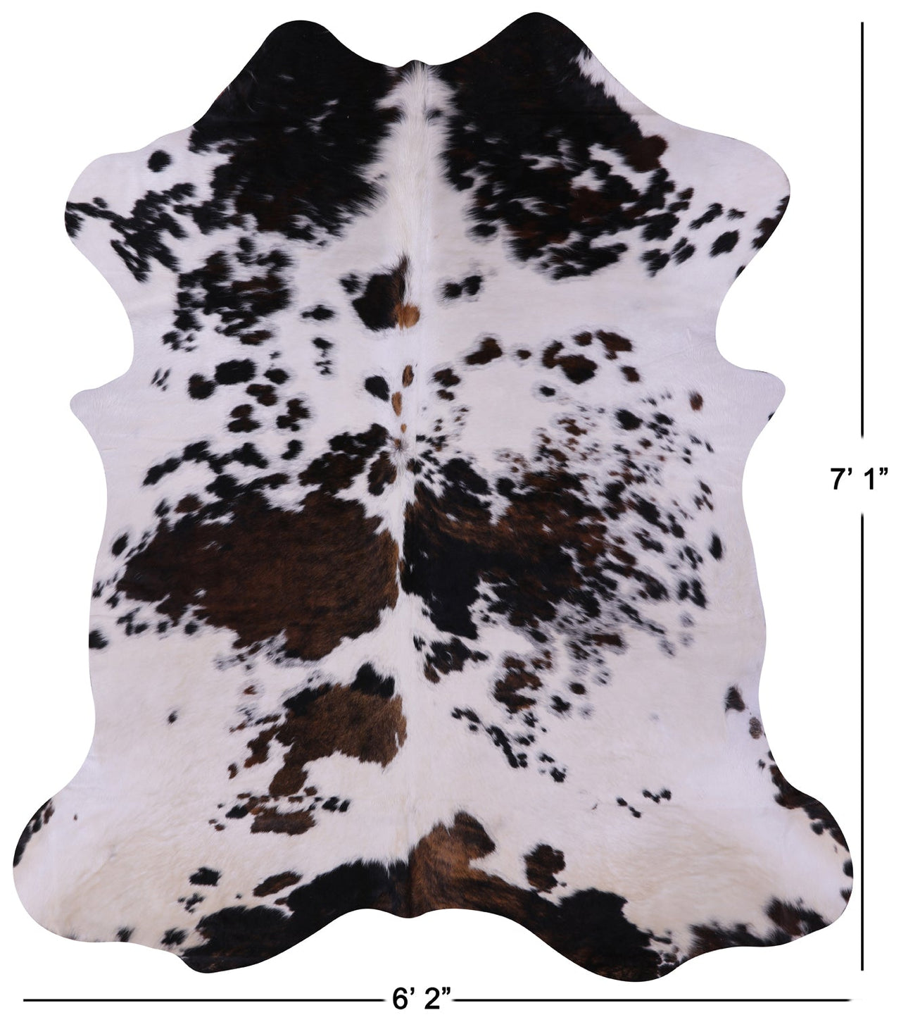 Tricolor Natural Cowhide Rug - Large 7'1"H x 6'2"W