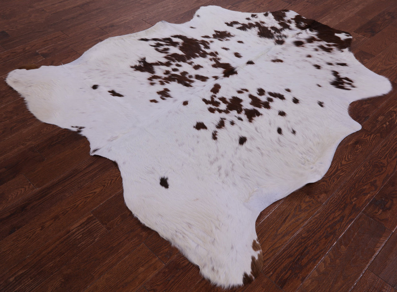 Brown & White Natural Cowhide Rug - Large 6'5"H x 6'0"W