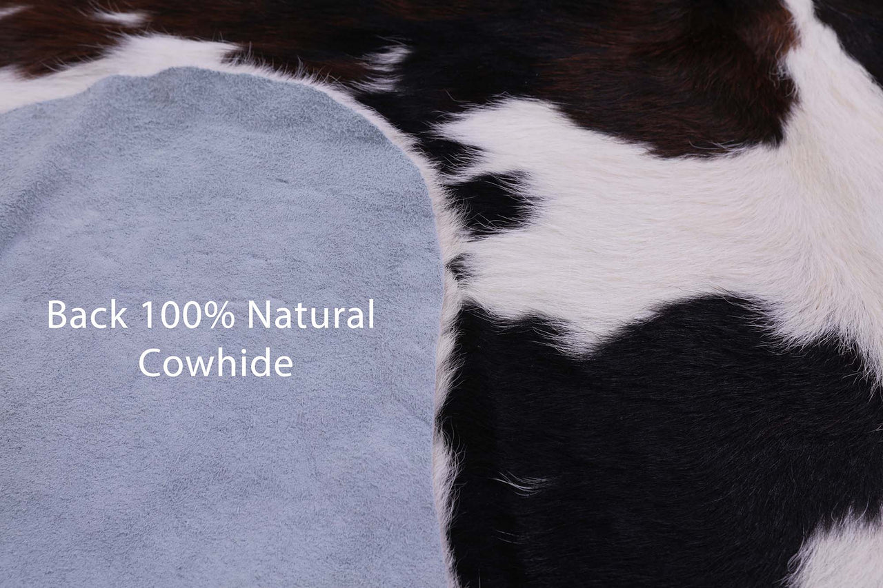 Tricolor Natural Cowhide Rug - Large 6'8"H x 5'8"W