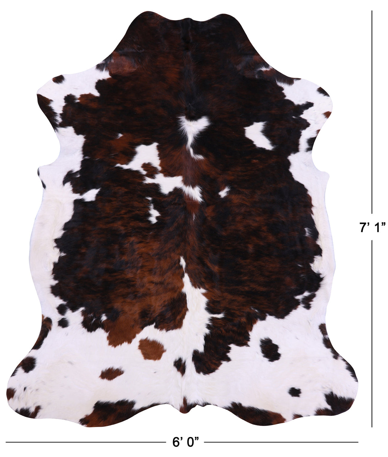 Tricolor Natural Cowhide Rug - Large 7'1"H x 6'0"W