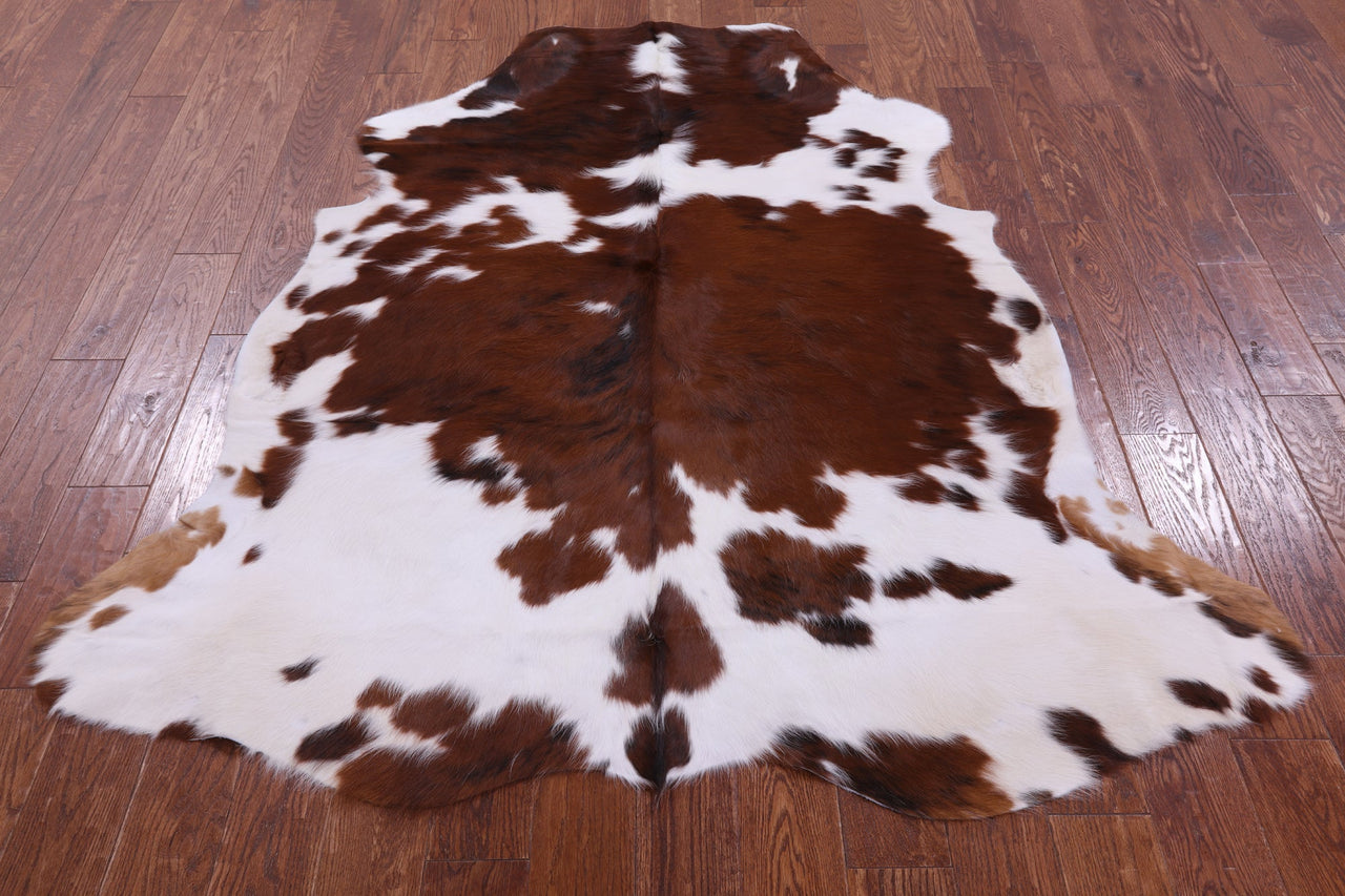 Brown & White Natural Cowhide Rug - Large 6'5"H x 5'9"W