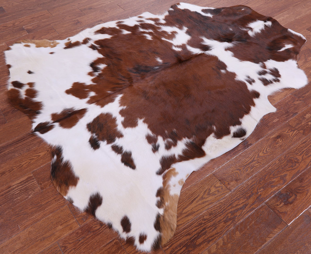 Brown & White Natural Cowhide Rug - Large 6'5"H x 5'9"W