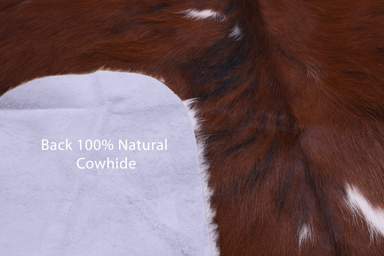 Brown & White Natural Cowhide Rug - Large 6'5"H x 5'9"W