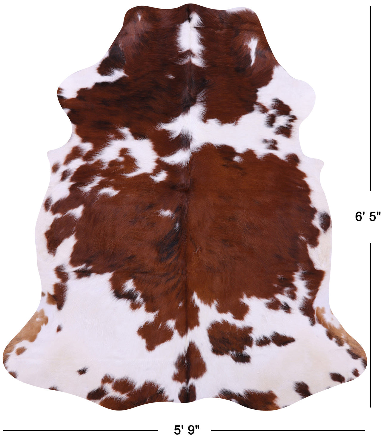 Brown & White Natural Cowhide Rug - Large 6'5"H x 5'9"W