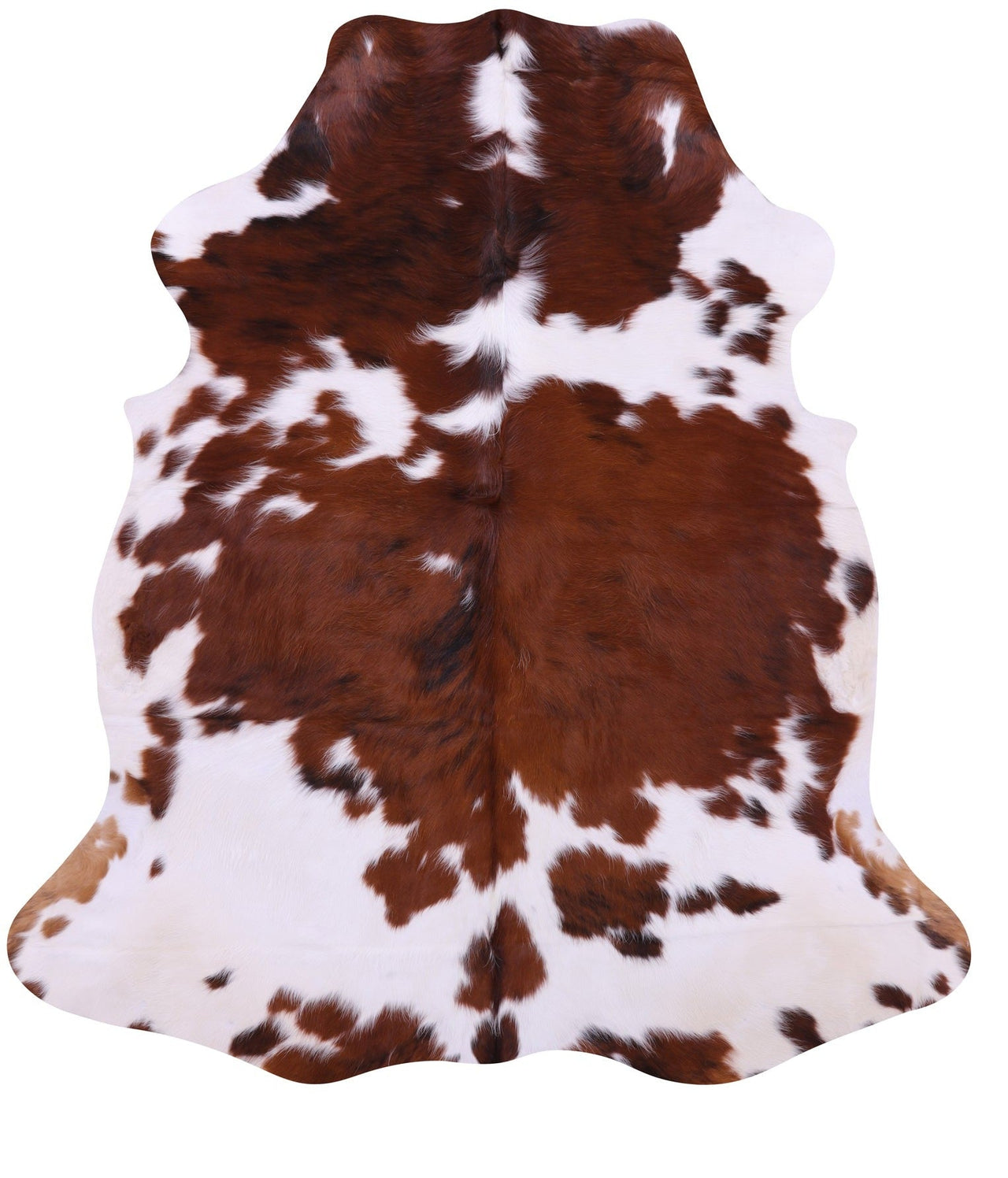 Brown & White Natural Cowhide Rug - Large 6'5"H x 5'9"W