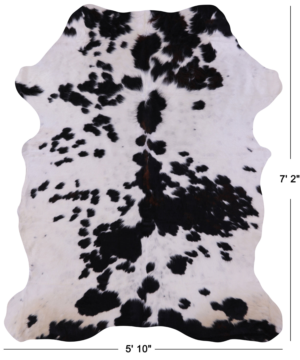 Black & White Natural Cowhide Rug - Large 7'2"H x 5'10"W