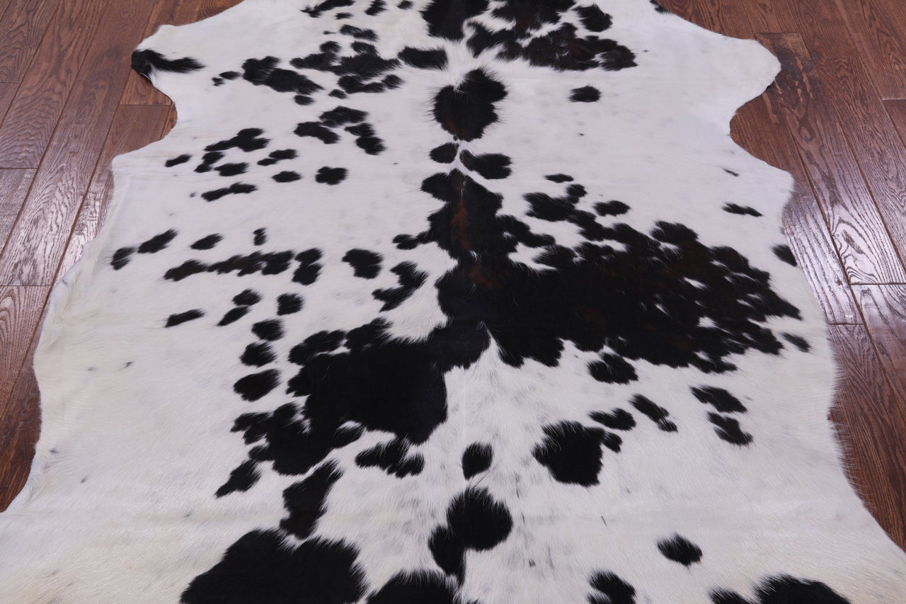 Black & White Natural Cowhide Rug - Large 7'2"H x 5'10"W