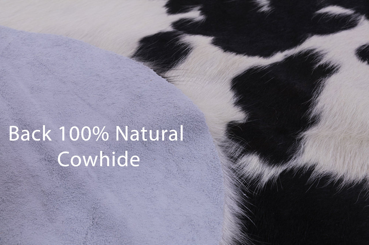 Black & White Natural Cowhide Rug - Large 7'2"H x 5'10"W