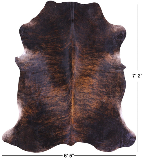 Dark Brindle Natural Cowhide Rug - Large 7'2