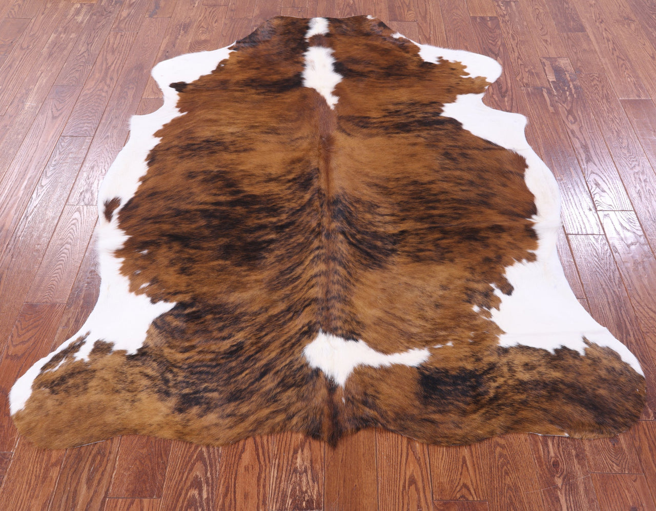 Brindle Brown & White Natural Cowhide Rug - Large 6'7"H x 5'7"W