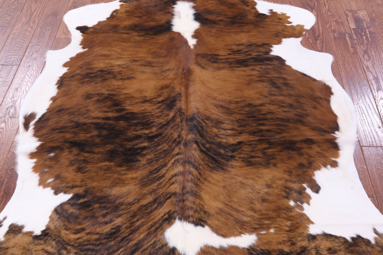 Brindle Brown & White Natural Cowhide Rug - Large 6'7"H x 5'7"W