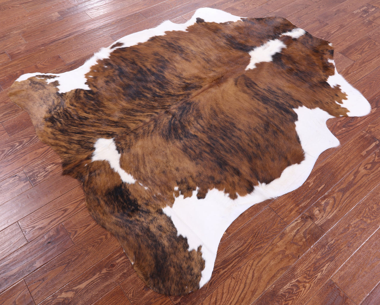 Brindle Brown & White Natural Cowhide Rug - Large 6'7"H x 5'7"W