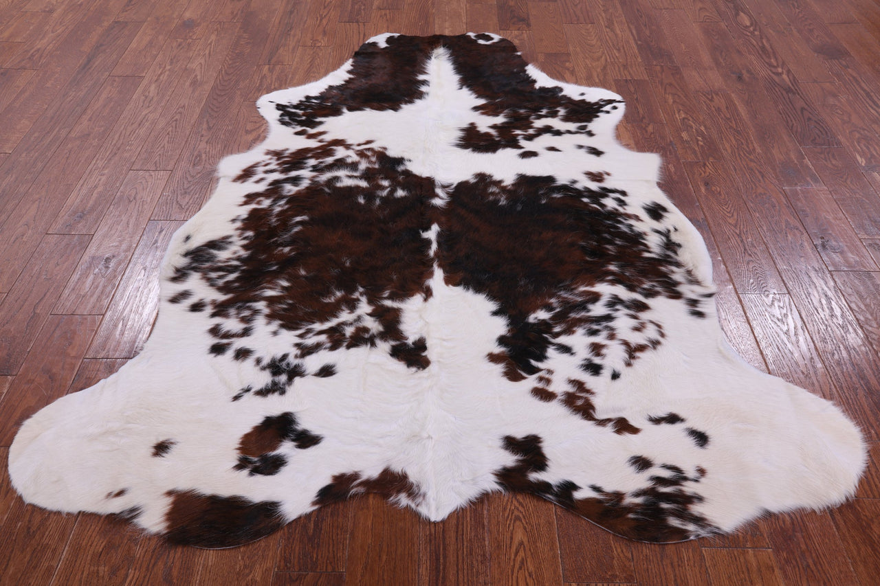 Brown & White Natural Cowhide Rug - Large 6'7"H x 5'8"W