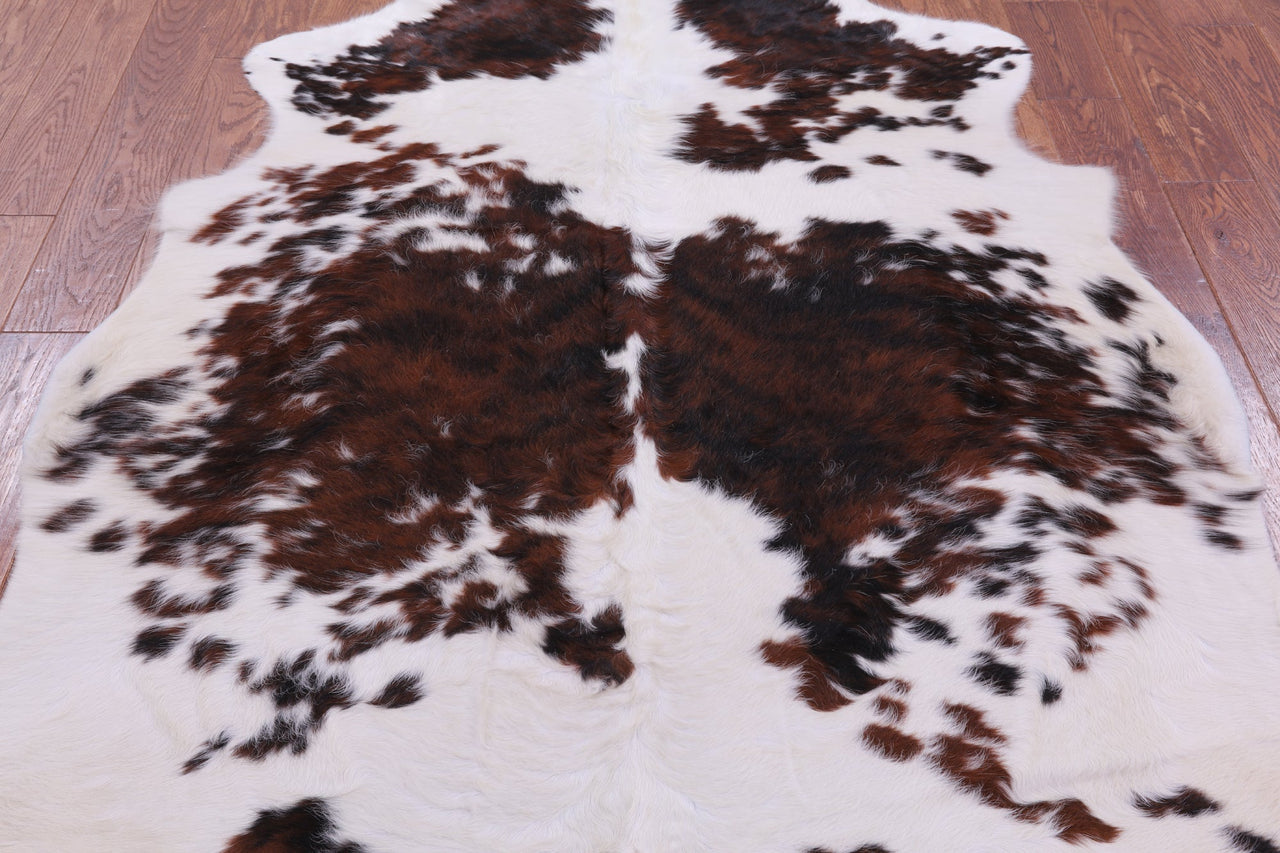 Brown & White Natural Cowhide Rug - Large 6'7"H x 5'8"W