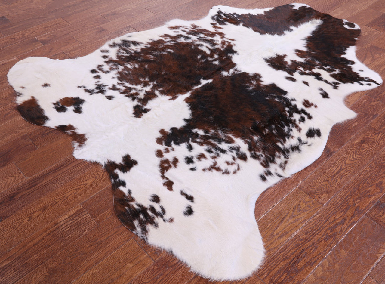 Brown & White Natural Cowhide Rug - Large 6'7"H x 5'8"W