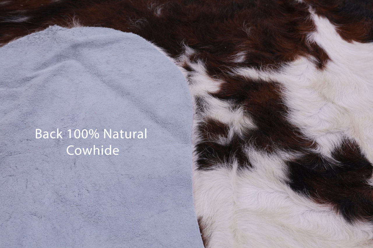 Brown & White Natural Cowhide Rug - Large 6'7"H x 5'8"W