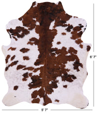 Thumbnail for Brown & White Natural Cowhide Rug - Large 6'7